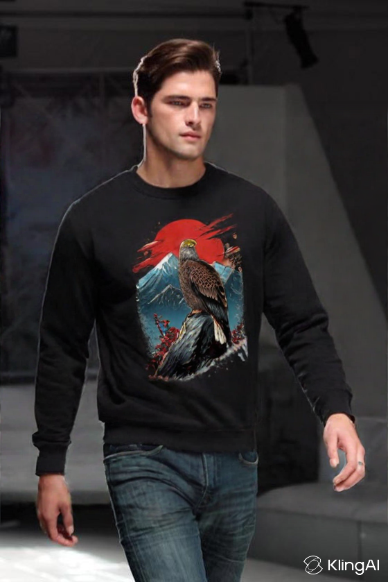 Printed eagle designed sweatshirt